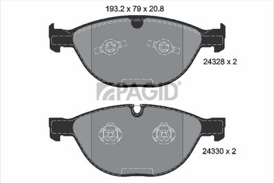 комплект спирачно феродо, дискови спирачки PAGID T1618N