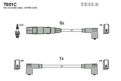 Комплект проводов зажигания TESLA T801C для VW PASSAT