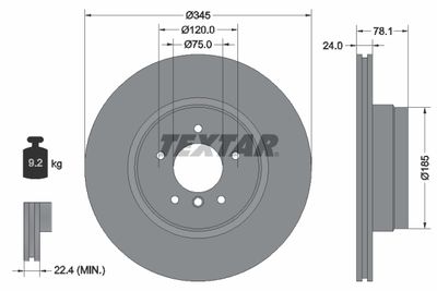 TEXTAR 92161200 Тормозные диски  для BMW X6 (Бмв X6)