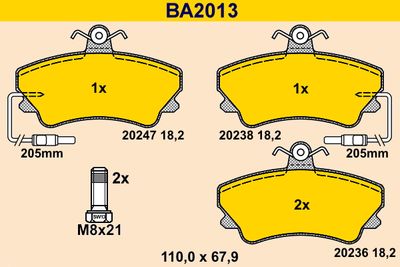 BA2013 BARUM Комплект тормозных колодок, дисковый тормоз