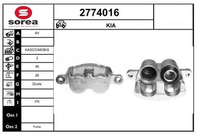 Тормозной суппорт EAI 2774016 для KIA PREGIO