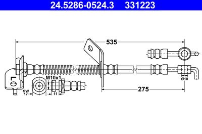 Тормозной шланг ATE 24.5286-0524.3 для HYUNDAI i30