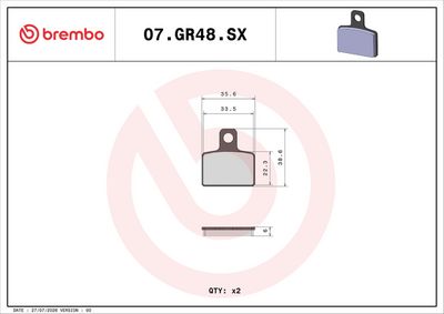 Komplet kočnih obloga, disk kočnica BREMBO 07GR48SX