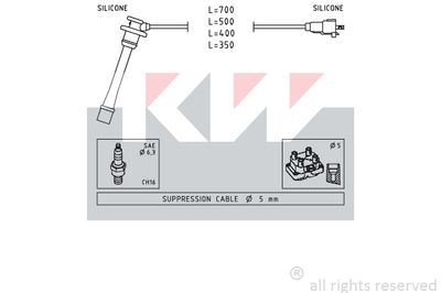 Комплект проводов зажигания KW 360 792 для TOYOTA HILUX