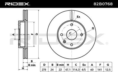 спирачен диск RIDEX 82B0768