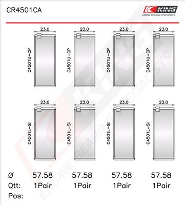 Kiertokangen laakeri KING CR4501CA – CHRYSLER