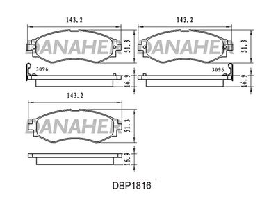 Комплект тормозных колодок, дисковый тормоз DANAHER DBP1816 для CHEVROLET ASTRA