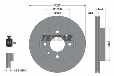 Тормозной диск TEXTAR 92033800 для PEUGEOT 205