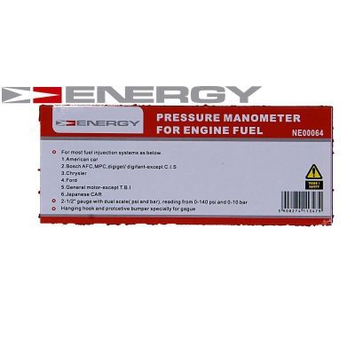 ENERGY - Tester tlaku paliva vstrekovačov 0-10 bar