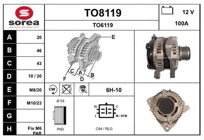 GENERATOR / ALTERNATOR SNRA TO8119