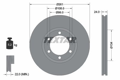 Тормозной диск TEXTAR 92234700 для KIA BONGO