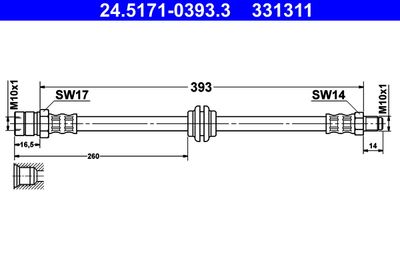 Тормозной шланг ATE 24.5171-0393.3 для VW 1500,1600
