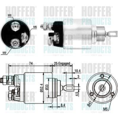 Тяговое реле, стартер HOFFER 46129 для FIAT LINEA