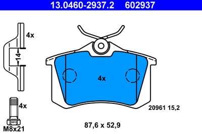 Комплект тормозных колодок, дисковый тормоз ATE 13.0460-2937.2 для SEAT EXEO