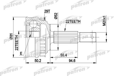 Шарнирный комплект, приводной вал PATRON PCV1056 для OPEL VECTRA