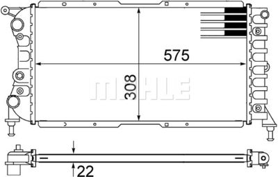 Радиатор, охлаждение двигателя MAHLE CR 1441 000S для FIAT PUNTO