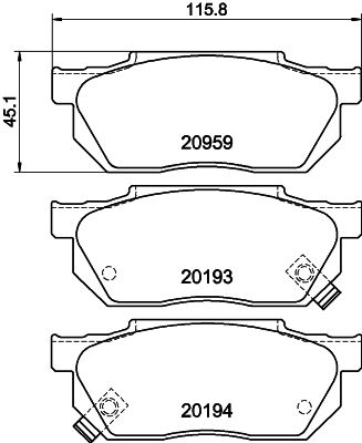 Комплект тормозных колодок, дисковый тормоз HELLA 8DB 355 026-831 для HONDA CRX