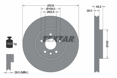 TEXTAR 92300605 Тормозные диски  для JAGUAR XE (Ягуар Xе)
