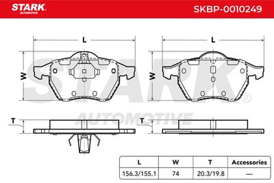 комплект спирачно феродо, дискови спирачки STARK SKBP-0010249