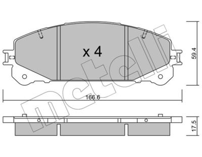 Комплект тормозных колодок, дисковый тормоз METELLI 22-0938-0 для TOYOTA (GAC) HIGHLANDER