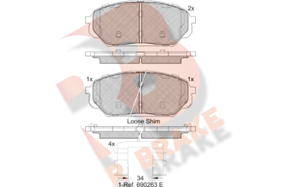 Комплект тормозных колодок, дисковый тормоз R BRAKE RB2044 для HYUNDAI ix55