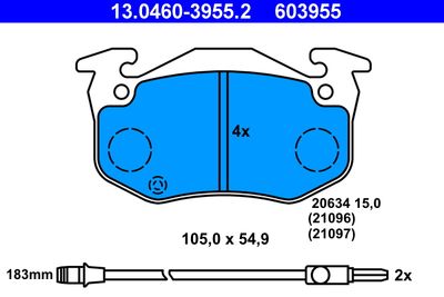 Комплект тормозных колодок, дисковый тормоз ATE 13.0460-3955.2 для RENAULT RAPID