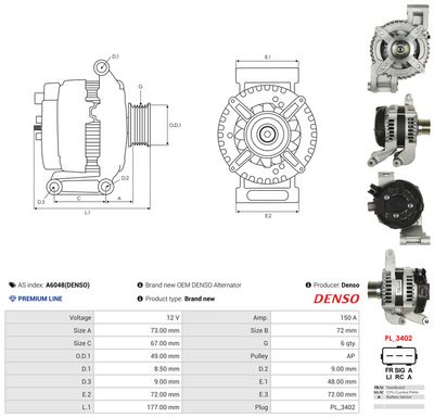 GENERATOR / ALTERNATOR AS-PL A6048DENSO 4