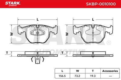 комплект спирачно феродо, дискови спирачки STARK SKBP-0010100