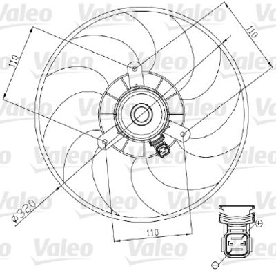 VALEO 698444 Вентилятор системы охлаждения двигателя  для PEUGEOT PARTNER (Пежо Партнер)