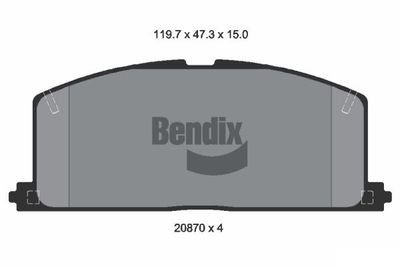 Комплект тормозных колодок, дисковый тормоз BENDIX Braking BPD1728 для TOYOTA CARIBE