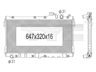 Радиатор, охлаждение двигателя TYC 720-1002 для MAZDA MX-5