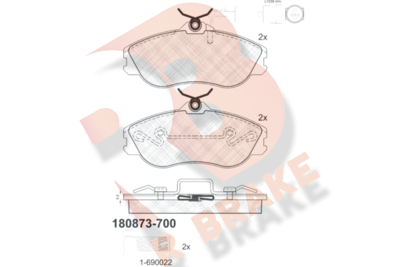 Комплект тормозных колодок, дисковый тормоз R BRAKE RB0873-700 для AUDI CABRIOLET