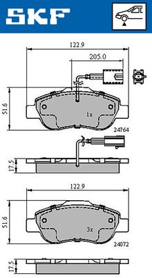 Комплект тормозных колодок, дисковый тормоз SKF VKBP 80313 E для FIAT PANDA
