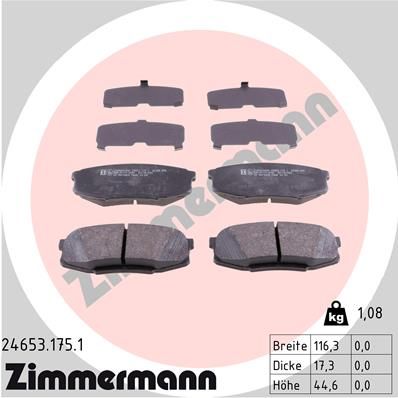 Bromsbeläggssats, skivbroms ZIMMERMANN 24653.175.1