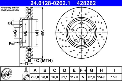 Тормозной диск ATE 24.0128-0262.1 для MERCEDES-BENZ CLA