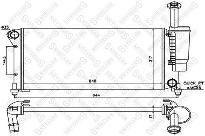 Радиатор, охлаждение двигателя STELLOX 10-25406-SX для FIAT PANDA