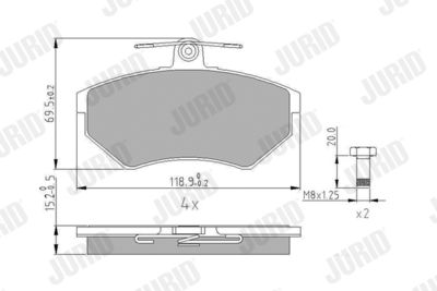 Комплект тормозных колодок, дисковый тормоз JURID 571969J для SEAT INCA