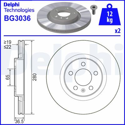 Tarcza hamulcowa DELPHI BG3036
