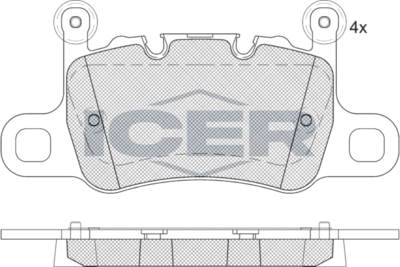 Комплект тормозных колодок, дисковый тормоз ICER 182348-208 для PORSCHE CAYMAN