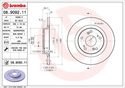 Bromsskiva BREMBO 08.9092.11