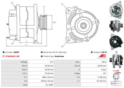 GENERATOR / ALTERNATOR AS-PL A6287 4