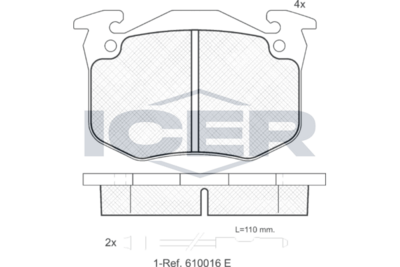 комплект спирачно феродо, дискови спирачки ICER
