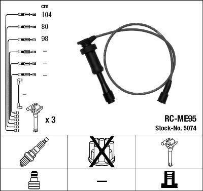 Комплект проводов зажигания NGK 5074 для MITSUBISHI PAJERO