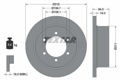 Тормозной диск TEXTAR 92093100 для MITSUBISHI DELICA