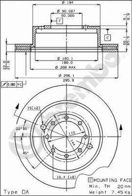 Тормозной диск AP 24159 для FERRARI 512