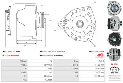 GENERATOR / ALTERNATOR AS-PL A1059S 4