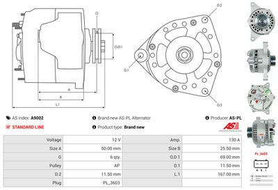 GENERATOR / ALTERNATOR AS-PL A9002 4