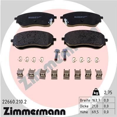 Комплект тормозных колодок, дисковый тормоз ZIMMERMANN 22660.210.2 для MERCEDES-BENZ X-CLASS