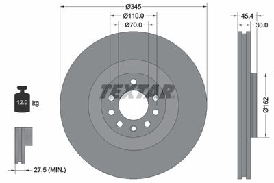 Тормозной диск TEXTAR 92242403 для SAAB 9-3X