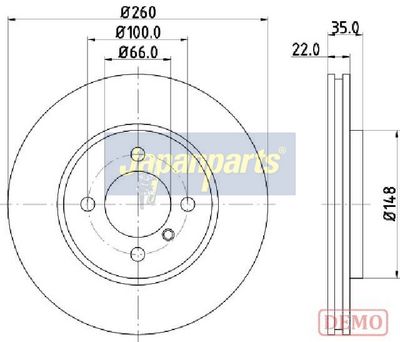 спирачен диск JAPANPARTS DI-0158C
